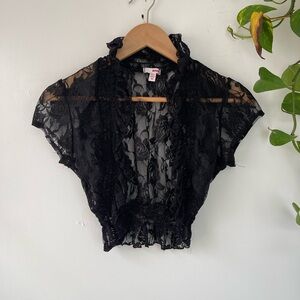 BONGO Black Lace Cropped Bolero Shrug